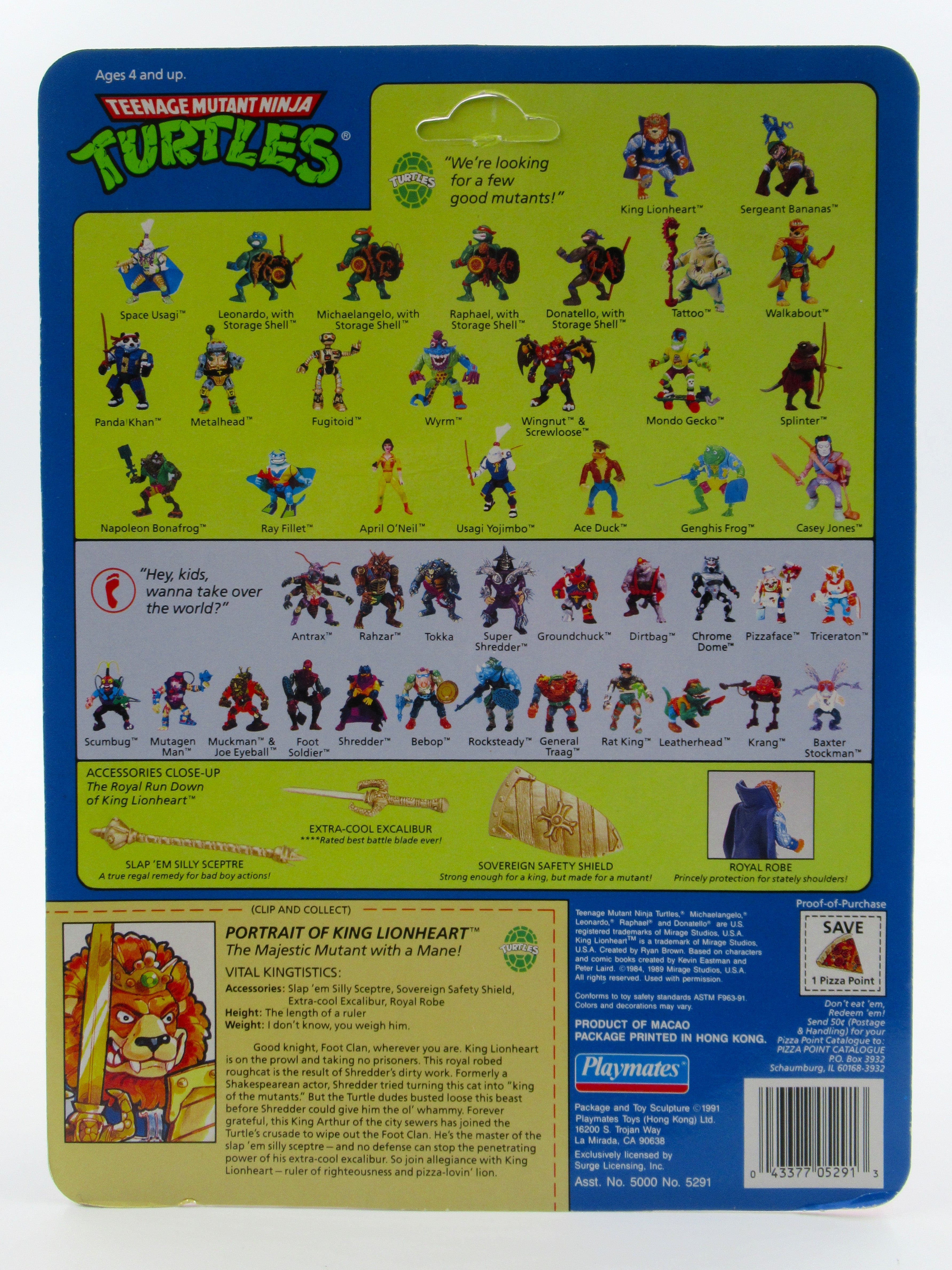 Teenage Mutant Ninja Turtles King Lionheart 4.5" Figure TMNTs - Playmates (1991)